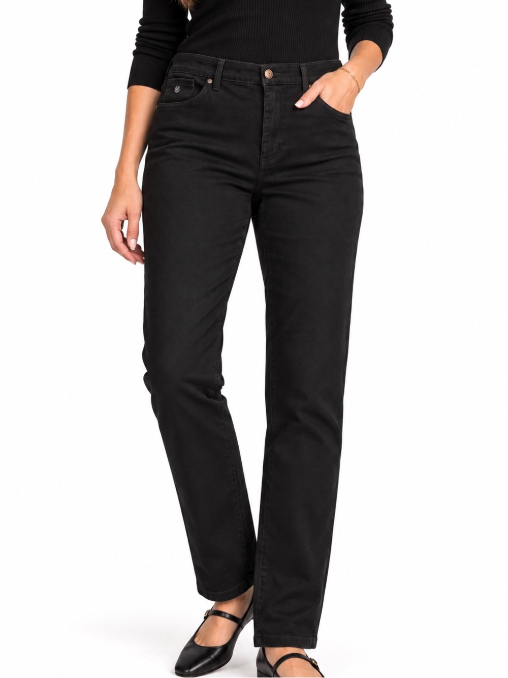 Gloria Vanderbilt Amanda Black Supreme Stretch Jeans Size 16 Average NEW!